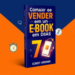 An attractive digital book cover for 'Como Criar e Vender um Ebook em 7 Dias (Mesmo Sem Experiência)'