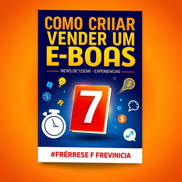 An attractive digital book cover for 'Como Criar e Vender um Ebook em 7 Dias (Mesmo Sem Experiência)'