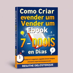 An attractive digital book cover for 'Como Criar e Vender um Ebook em 7 Dias (Mesmo Sem Experiência)'