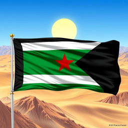 A detailed and vibrant depiction of the Syrian Democratic Forces (SDF) flag, showcasing its symbolic elements and colors