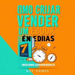 An eye-catching digital book cover for 'Como Criar e Vender um Ebook em 7 Dias (Mesmo Sem Experiência)'