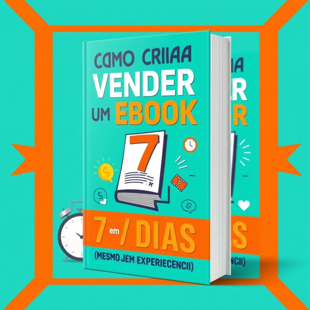 An eye-catching digital book cover for 'Como Criar e Vender um Ebook em 7 Dias (Mesmo Sem Experiência)'