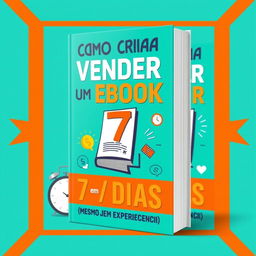 An eye-catching digital book cover for 'Como Criar e Vender um Ebook em 7 Dias (Mesmo Sem Experiência)'