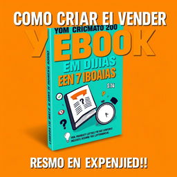 An eye-catching digital book cover for 'Como Criar e Vender um Ebook em 7 Dias (Mesmo Sem Experiência)'
