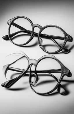 A high-quality image of a simple pencil sketch depicting a pair of round glasses