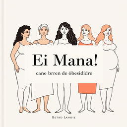 A book cover for the title "Ei Mana! Bora Falar sobre câncer de mama e obesidade" prominently displayed inside a stylish text box