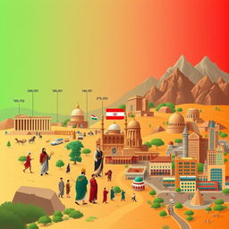 A visually captivating timeline of the history of Iran, showcasing key events from ancient Persia to modern times