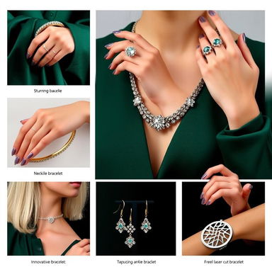 High-quality individual images for each type of jewelry highlight cover for a jewelry store, including: 1