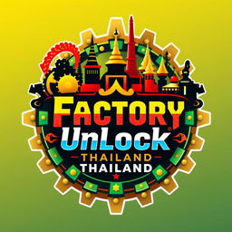 A vibrant and eye-catching graphic design showcasing the concept of 'Factory Unlock Thailand