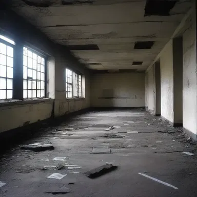 The abandoned building carried an eerie atmosphere as if it had been condemned to coventry, left untouched for years.