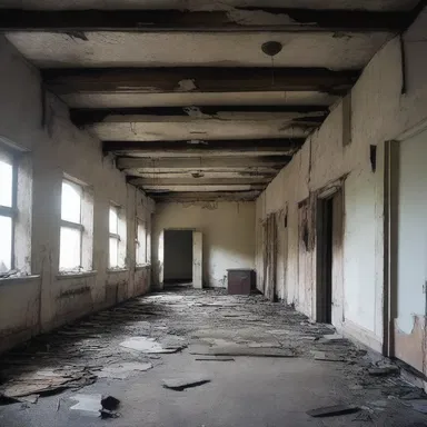 The abandoned building carried an eerie atmosphere as if it had been condemned to coventry, left untouched for years.