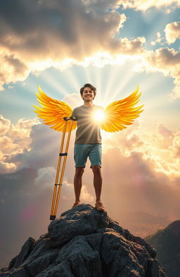 A powerful image of a person overcoming challenges, symbolizing a journey from disability to divinity