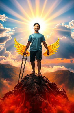 A powerful image of a person overcoming challenges, symbolizing a journey from disability to divinity