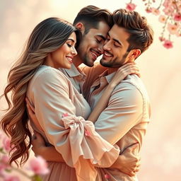 A romantic scene featuring a couple embracing in a warm and intimate setting, inspired by the characteristics of the uploaded images