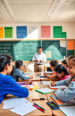 A vibrant classroom scene filled with excited students learning speed mathematics