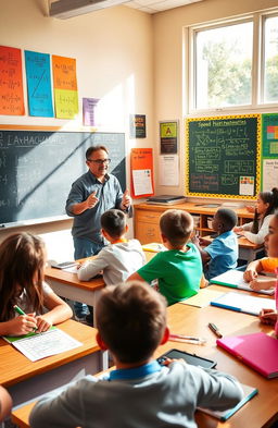 A vibrant classroom scene filled with excited students learning speed mathematics