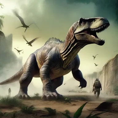 In the science fiction novel, the characters traveled back in time to the Cretaceous period and encountered dinosaurs.