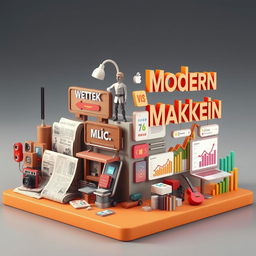 A 3D image that contrasts modern and classic marketing