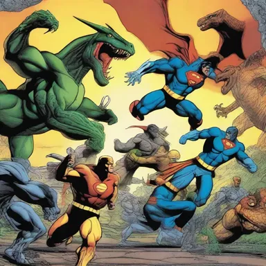 The comic book series features a group of superheroes fighting against genetically engineered Cretaceous creatures.