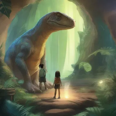 In the fantasy world of the story, the protagonist discovers a hidden portal that leads to a magical Cretaceous land.