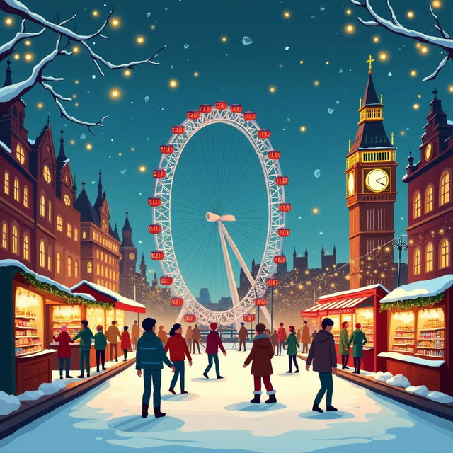 Create a vibrant 30-second video resembling an Instagram reel showcasing the festive spirit of London during Christmas