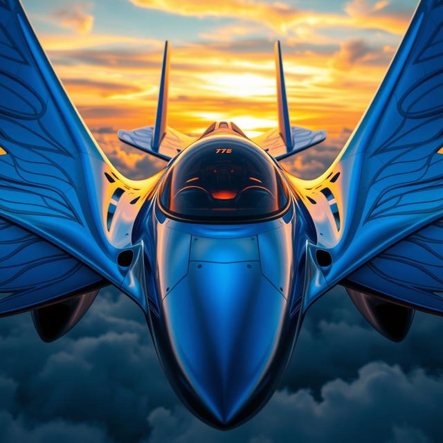 A stunning close-up view of a futuristic aircraft inspired by a 'phenomenon' theme