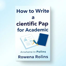 A book cover design for a title "How to Write a Scientific Paper for Academic Journals" by "Rowena Rollins