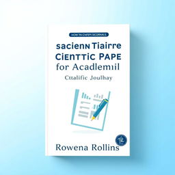 A book cover design for a title "How to Write a Scientific Paper for Academic Journals" by "Rowena Rollins