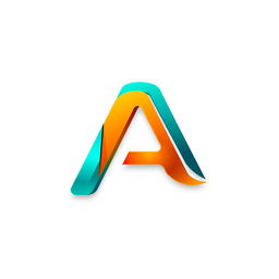 A sleek and modern logo design that features a stylized uppercase letter 'A', infused with vibrant colors like teal and orange