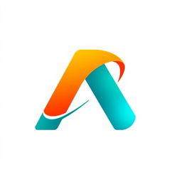 A sleek and modern logo design that features a stylized uppercase letter 'A', infused with vibrant colors like teal and orange