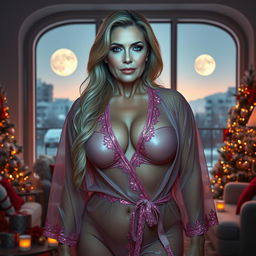 A full-body realistic image of a seductive mature woman, approximately 50 years old