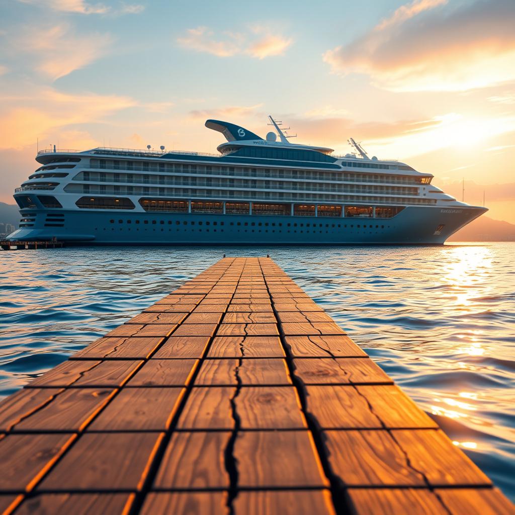 A breathtaking realistic scene showcasing a beautiful waterfront setting