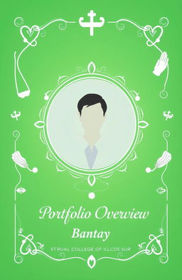 A formal and eye-catching cover template for a medical portfolio, featuring a vibrant green background that conveys a sense of health and vitality