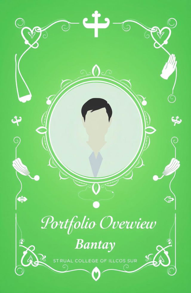 A formal and eye-catching cover template for a medical portfolio, featuring a vibrant green background that conveys a sense of health and vitality