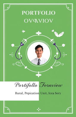 A formal and eye-catching cover template for a medical portfolio, featuring a vibrant green background that conveys a sense of health and vitality