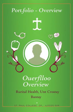 A formal and eye-catching cover template for a medical portfolio, featuring a vibrant green background that conveys a sense of health and vitality