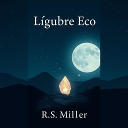 A minimalist book cover design featuring an abstract night landscape that evokes a starry sky and a full moon