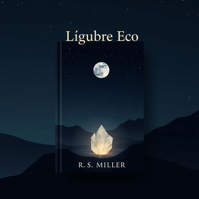 A minimalist book cover design featuring an abstract night landscape that evokes a starry sky and a full moon