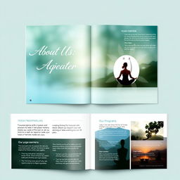 A beautifully designed advertisement book cover for a yoga center