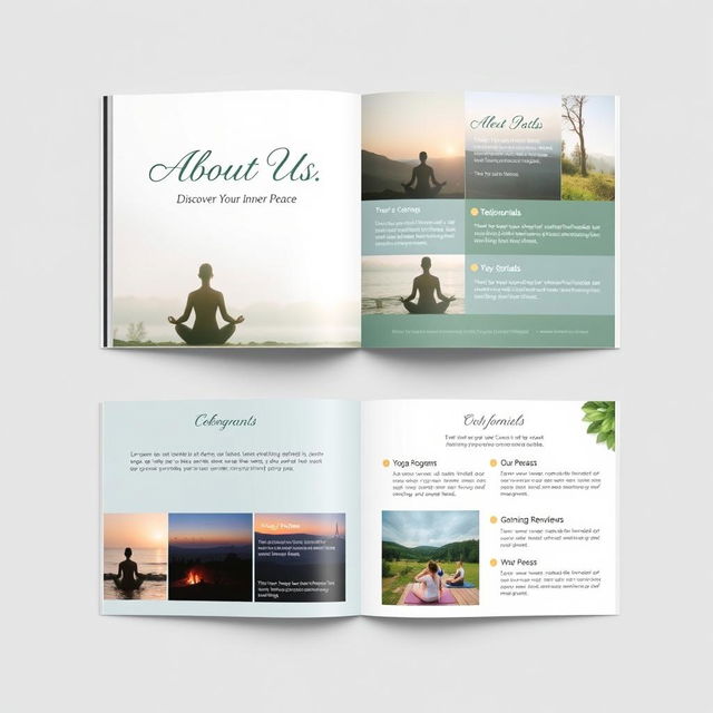 A beautifully designed advertisement book cover for a yoga center