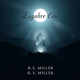 A minimalist book cover design featuring an abstract night landscape with a starry sky and a full moon