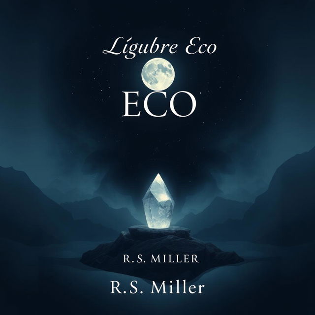 A minimalist book cover design featuring an abstract night landscape with a starry sky and a full moon