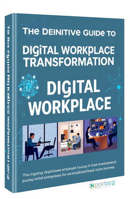 A visually striking book cover for 'The Definitive Guide to Digital Workplace Transformation'