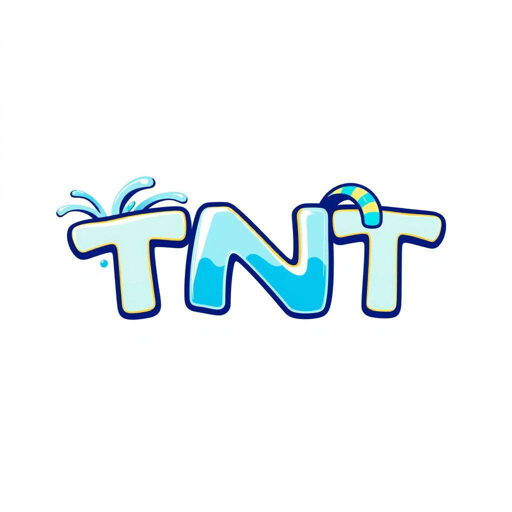 A vibrant flat vector illustrative-style wordmark logo design for a water park named 'TNT'