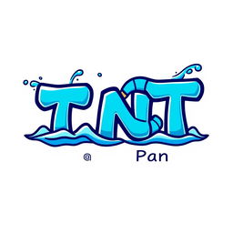 A vibrant flat vector illustrative-style wordmark logo design for a water park named 'TNT'