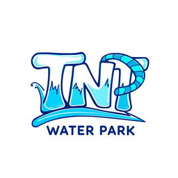 A vibrant flat vector illustrative-style wordmark logo design for a water park named 'TNT'