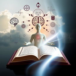 An artistic representation exploring the connection between the Quran and psychology