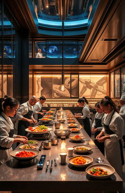 A luxurious culinary school named 'The Apprentice Program' designed by Nathan Pintos, exuding elegance and sophistication