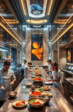 A luxurious culinary school named 'The Apprentice Program' designed by Nathan Pintos, exuding elegance and sophistication
