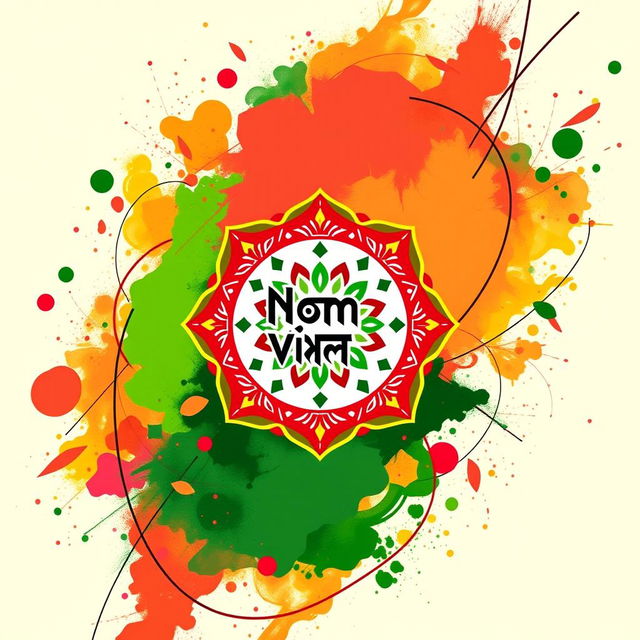 A vibrant and artistic profile picture for a page named 'Noma, Vhond Shilpo Sangho', featuring a stylized logo that incorporates elements of traditional Bengali culture